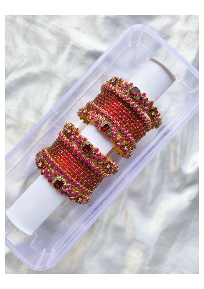 THIYA (Rani pink with marron)